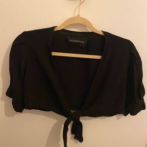 Reformation tie front black crop top